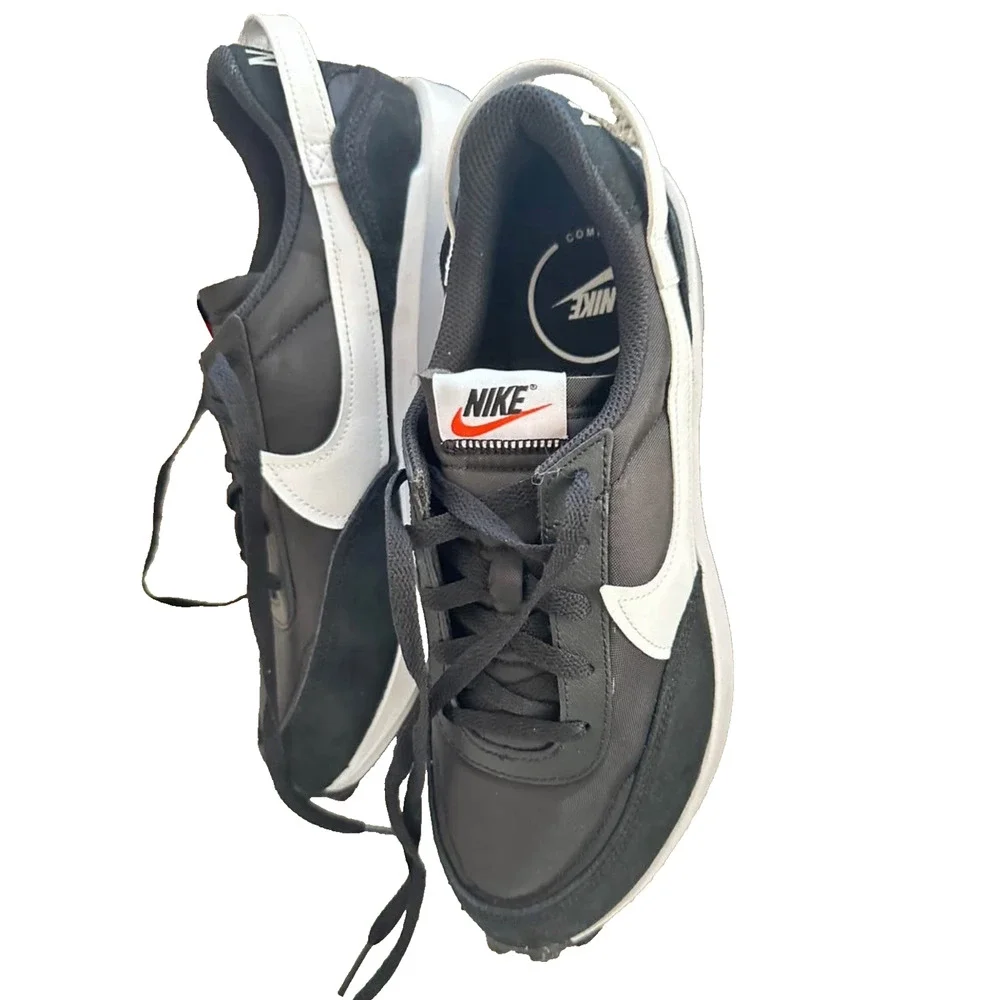 NEW Nike Waffle Debut Casual Sneakers Black White DH9522 001 Mens Sizes 9.5
